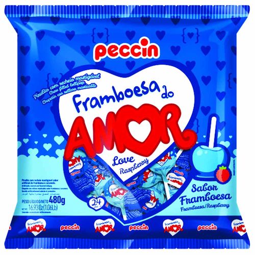 Pirulito Framboesa do Amor 480g Peccin 10158