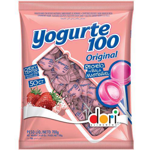 Pirulito Mastigável Recheado Iogurte 100 C/50 - Dori