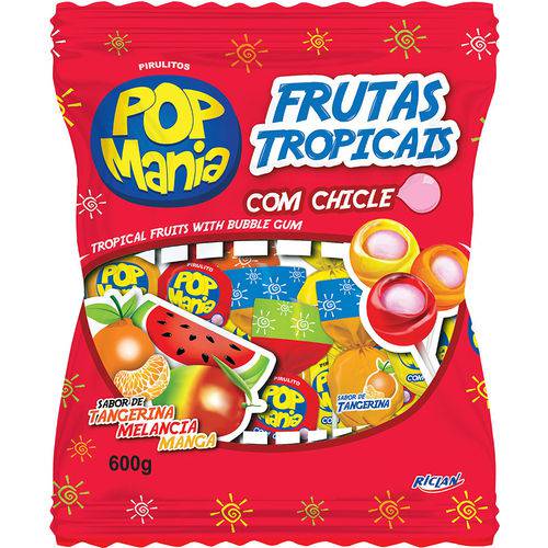 Pirulito Pop Mania Frut Tropicais Caixa com 50 - 1un