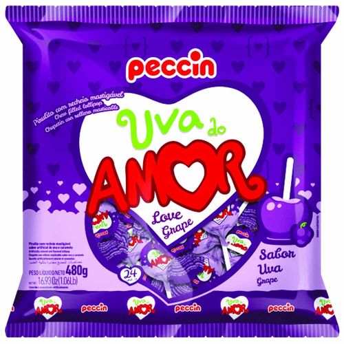Pirulito Uva do Amor 480g Peccin 997294