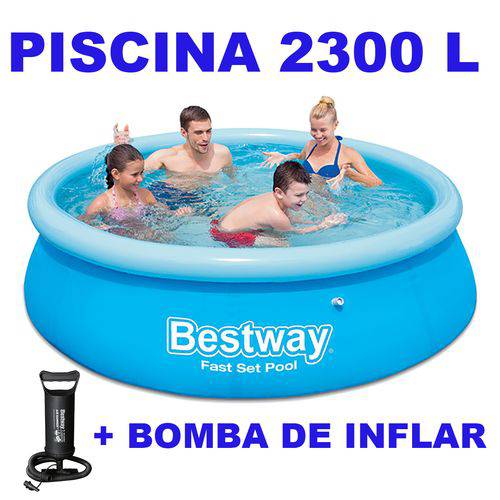 Piscina Inflável Redonda Bestway 2300 Litros Azul + Bomba