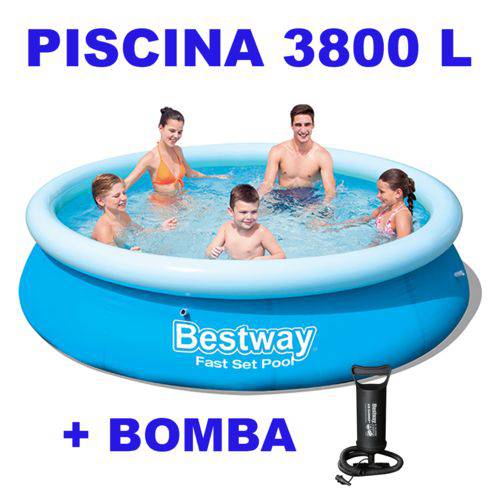 Piscina Inflável Redonda Bestway 3800 Litros Azul + Bomba