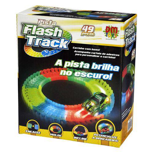 Pista Flash Track e Carrinho - Dm Toys Dmt5354