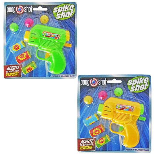 Pistola Lanca Bola com 3 Bolas 3 Alvos Pong Shot Colors na Cartela