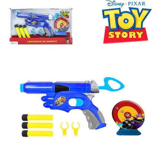 Pistola Lanca Dardo Espuma com 3 Dardos Alvo Toy Story na Caixa