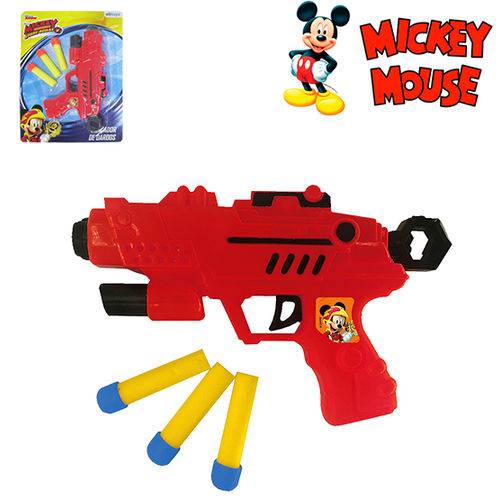 Pistola Lanca Dardo Espuma com 3 Dardos Mickey na Cartela