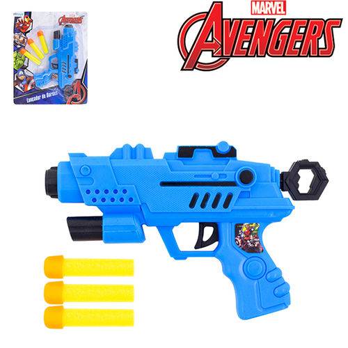 Pistola Lanca Dardo Espuma com 3 Dardos Vingadores Avengers na Cartela