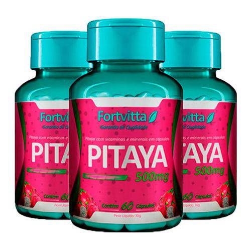 Pitaya com Vitaminas e Minerais - 3 Un de 60 Cápsulas - Fortvitta