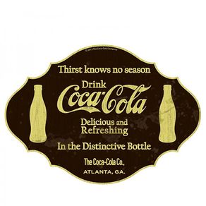 Placa Coca Cola Sede não Tem Hora Marrom e Branco Placa Decorativa Coca Cola Sede não Tem Hora