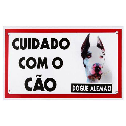 Placa de Advertência Caes - Cuidado com o Cão Dog Alemao 20x30