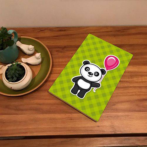 Placa de Bancada Decorativa Panda Segurando Balão