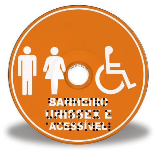 Placa de Banheiro Unissex/Acessível em Braille