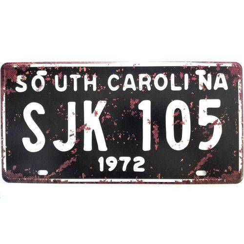 Placa de Carro Antiga Decorativa Metalica Vintage - S Carolina