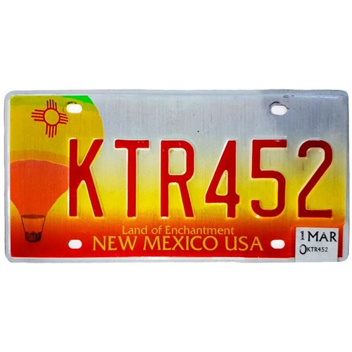 Placa de Carro de Metal Importada Ktr452 New Mexico