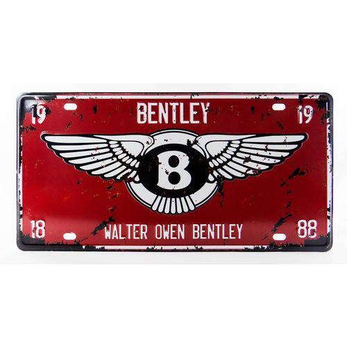 Placa de Carro Decorativa Auto Relevo Bentley