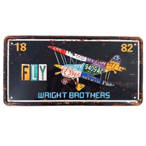 Placa de Carro Decorativa em Alto Relevo Fly Wright Brothers