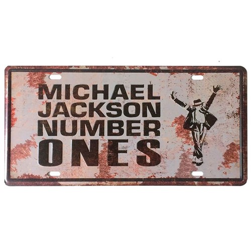 Placa de Carro Decorativa em Metal Michael Jackson 30 X 15 Cm