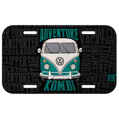 Placa de Carro Metal Volkswagen Kombi Adventure Preta