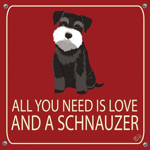 Placa de Decoração All You Need Is Love And a Schnauzer
