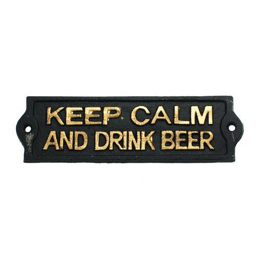 Placa de Ferro para Decoração - Keep Calm And Drink Beer