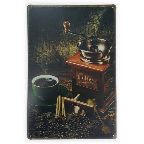 Placa de Metal Coffee Moedor - 30 X 20 Cm