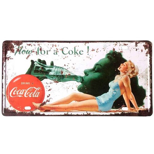 Placa de Metal Decorativa Coca Cola How For a Coke
