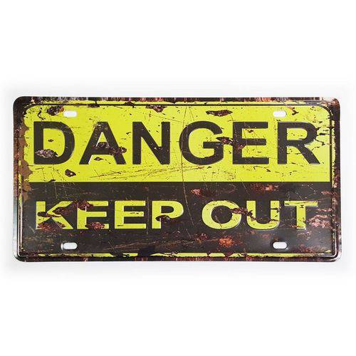 Placa de Metal Decorativa Danger Keep Out - 30 X 15 Cm