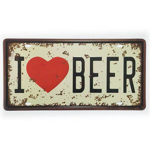 Placa de Metal Decorativa I Love Beer