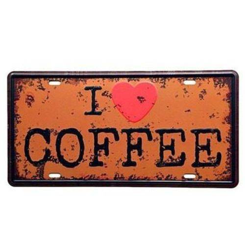 Placa de Metal Decorativa I Love Coffee