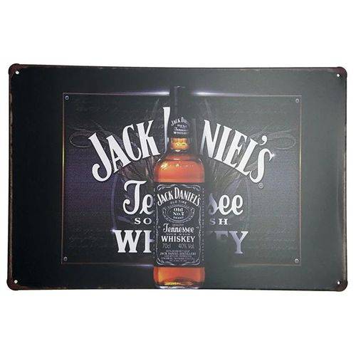 Placa de Metal Decorativa Jack Daniel's Tennessee Whiskey 30 X 20cm.