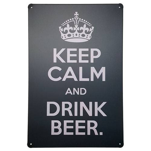 Placa de Metal Decorativa Keep Calm Drink Beer