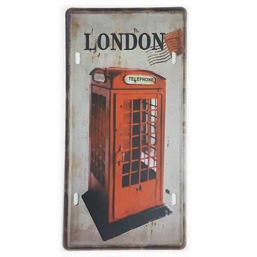 Placa de Metal Decorativa London Telephone