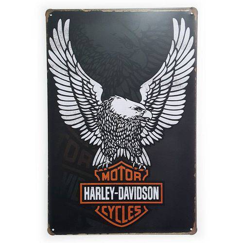 Placa de Metal Harley-davidson Águia - 30 X 20 Cm