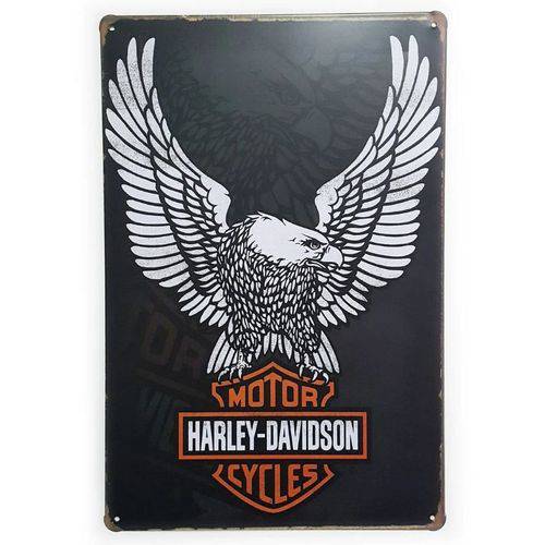 Placa de Metal Harley-davidson Águia - 30 X 20 Cm