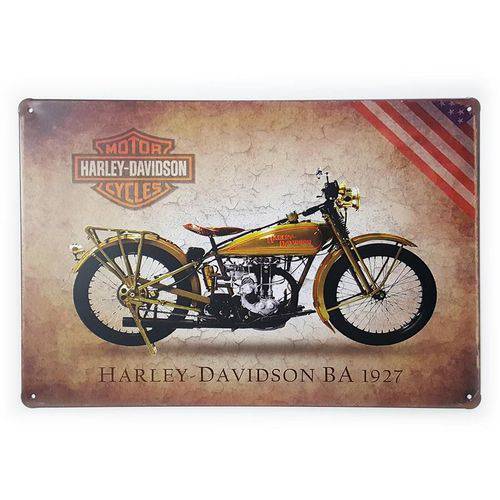 Placa de Metal Harley-davidson Ba 1927 - 30 X 20 Cm