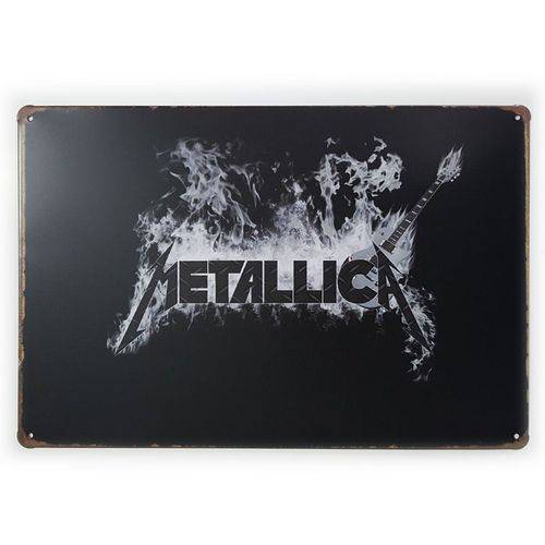 Placa de Metal Metallica Logo - 30 X 20 Cm