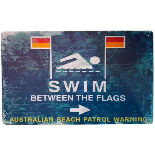 Placa de Metal Swim Between The Flags