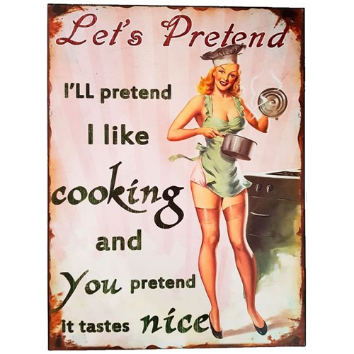 Placa de Metal Vintage Cook - Frases de Humor