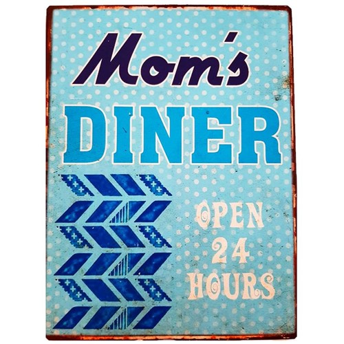 Placa de Metal Vintage da Mom's Diner