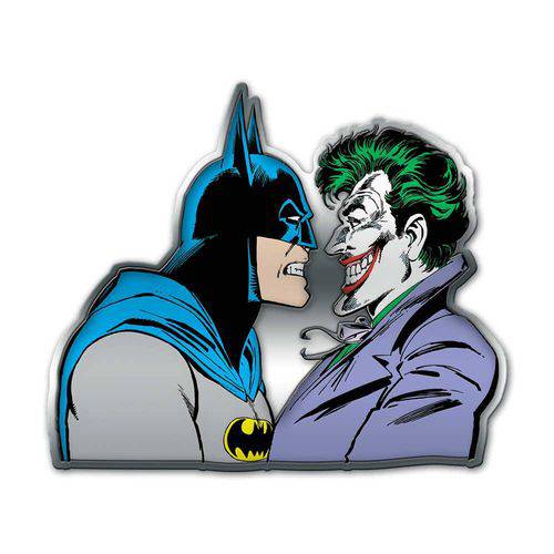 Placa de Parede Dc Comics Batman And Joker Face To Face Colorido em Metal - 40x34 Cm
