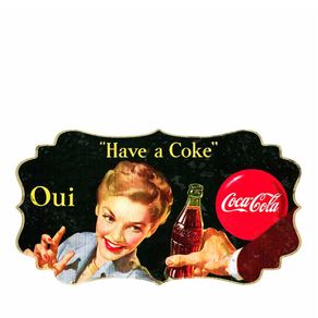 Placa de Parede em MDF Coca-Cola Blond Lady Oui Colorido