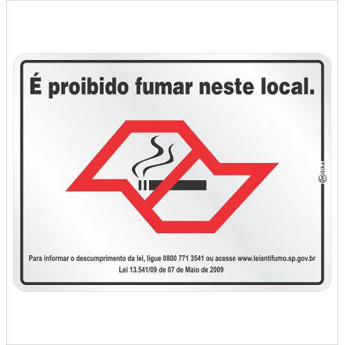 Placa de Sinalização Anti-Fumo em Alumínio