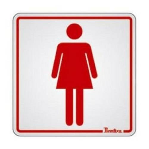 Placa de Sinalização Banheiro Feminino Alumínio Autoadesivas Bem Fixa