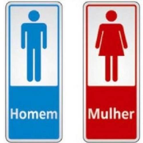 Placa de Sinalização Banheiro Masculino e Feminino Alumínio Autoadesivas Bem Fixa