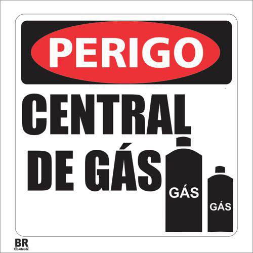 Placa de Sinalização Central de Gás 20x20cm Brcontroll