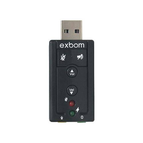 Placa de Som USB Adaptador 7.1 Canais Virtuais com Entrada para Microfone USON-10 Exbom