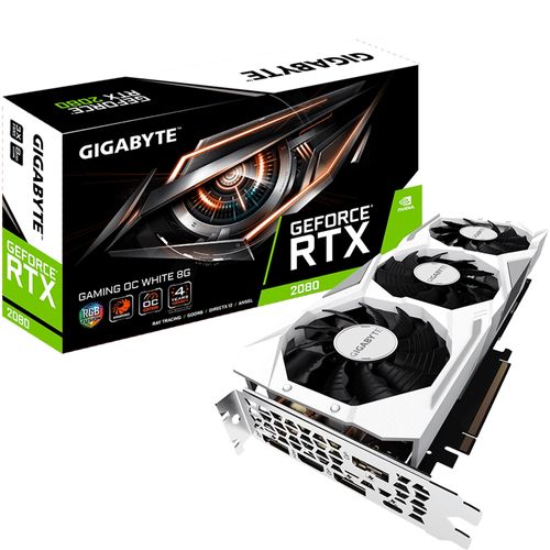 Placa de Vídeo Gigabyte Nvidia RTX 2080 8G 256b DDR6 OC Gaming | GV-N2080GAMINGOC WHITE-8GC 2566