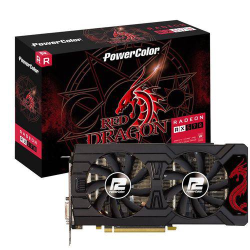 Placa de Vídeo Powercolor Radeon Rx 570 4gb 256gb Red Dragon Axrx 570 4gbd5-3dhd/oc