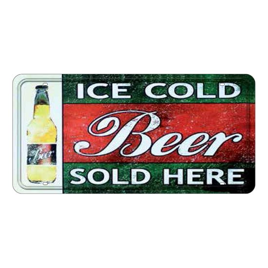 Placa Decorativa 15x30cm Ice Cold Beer Sold Here LPD-031 - Litocart