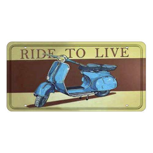 Placa Decorativa 15x30cm Vespa Ride To Live Lpd-028 - Litocart